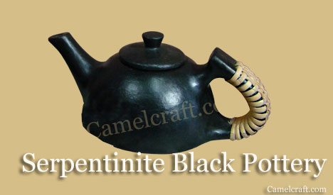 Serpentinite stone pottery India, Black pottery designs, unique pottery, luxury in pottery