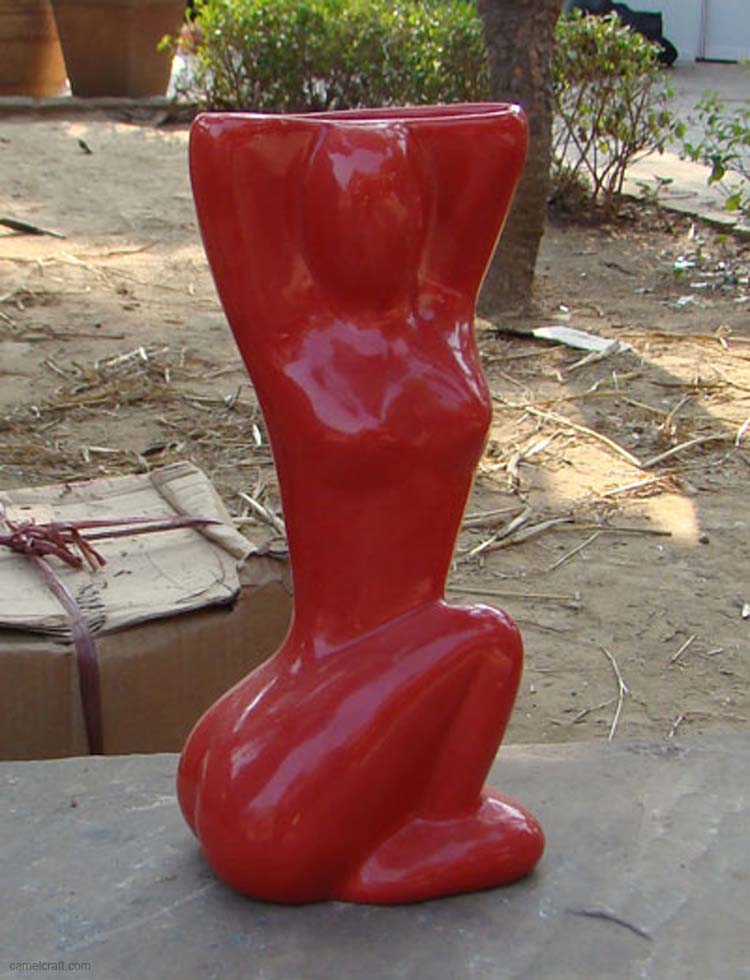 red-lady-ceramic-flower-vase