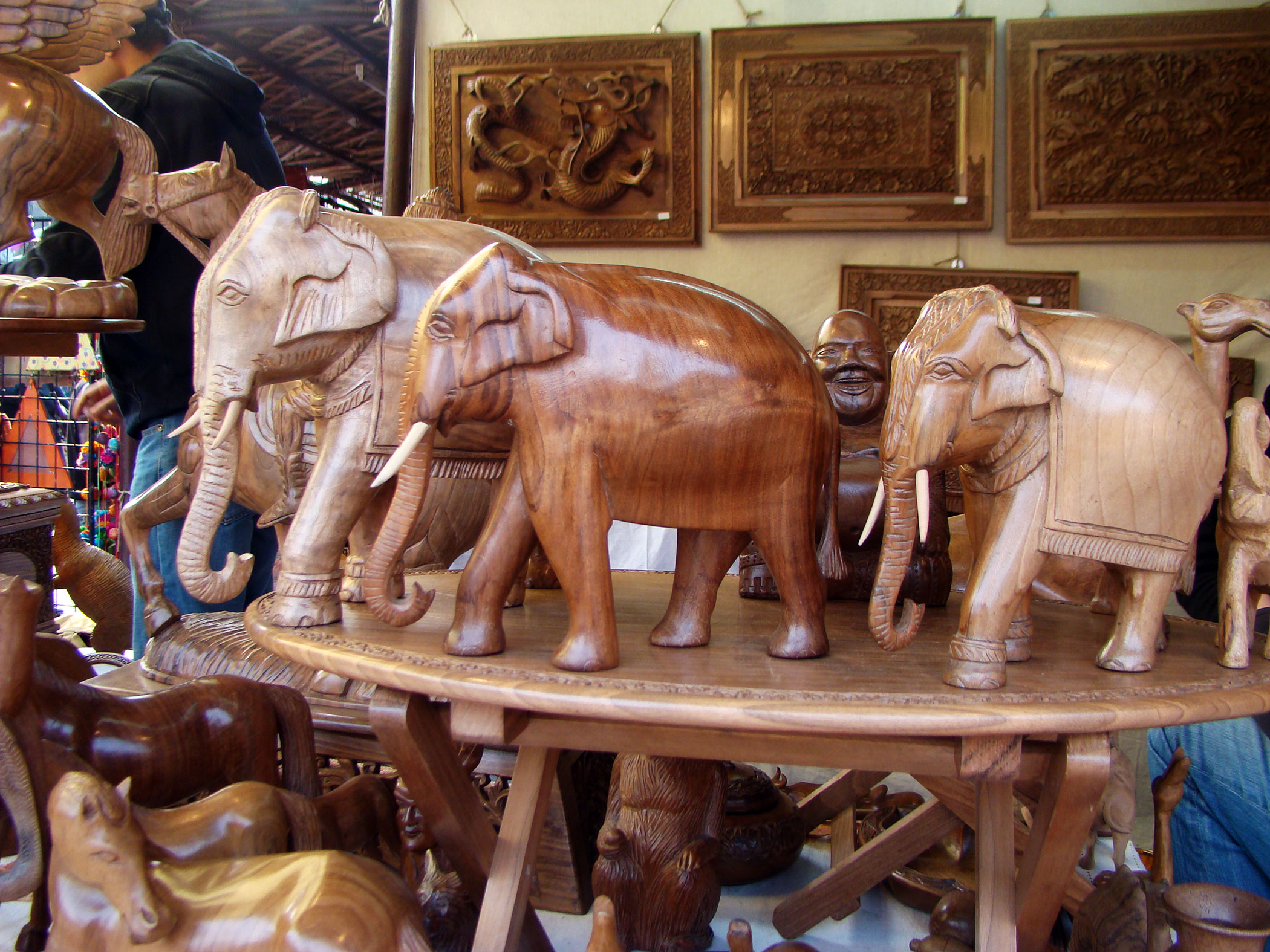 walnut wood carving and craft, animal figures