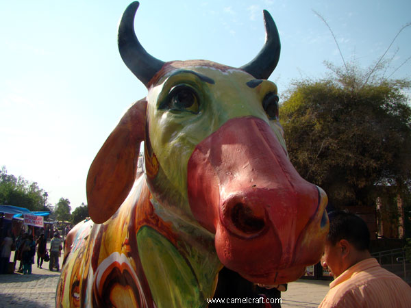 Painted Cow displayed at Dillihaat a craft Bazar at Delhi
